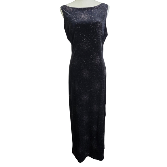 Vintage Dresses & Skirts - Vintage Late 90s Y2K Elegant Black Maxi Sparkle Gown Dress